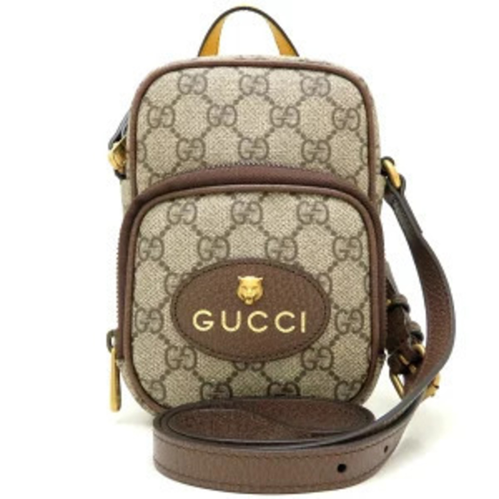 Gucci Supreme Yellow Brown Beige Leather GG Shoulder Canvas Neo Bag - Picture 9 of 9